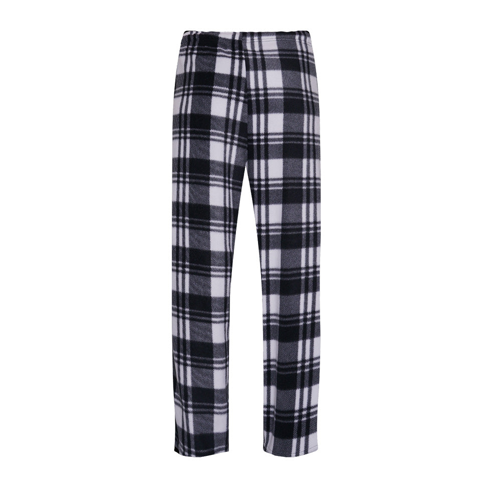 Unisex Fuzzy Warm Plaid Fleece Pajama Pants