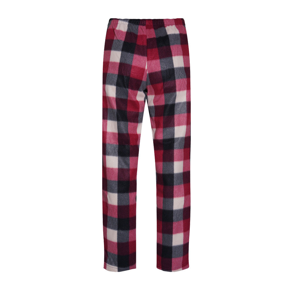 Unisex Fuzzy Warm Plaid Fleece Pajama Pants