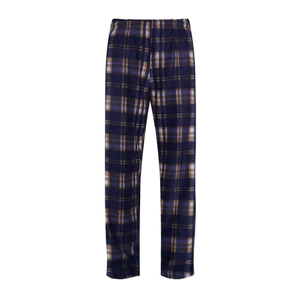 Unisex Fuzzy Warm Plaid Fleece Pajama Pants