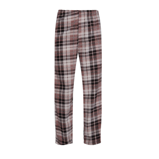 Unisex Fuzzy Warm Plaid Fleece Pajama Pants